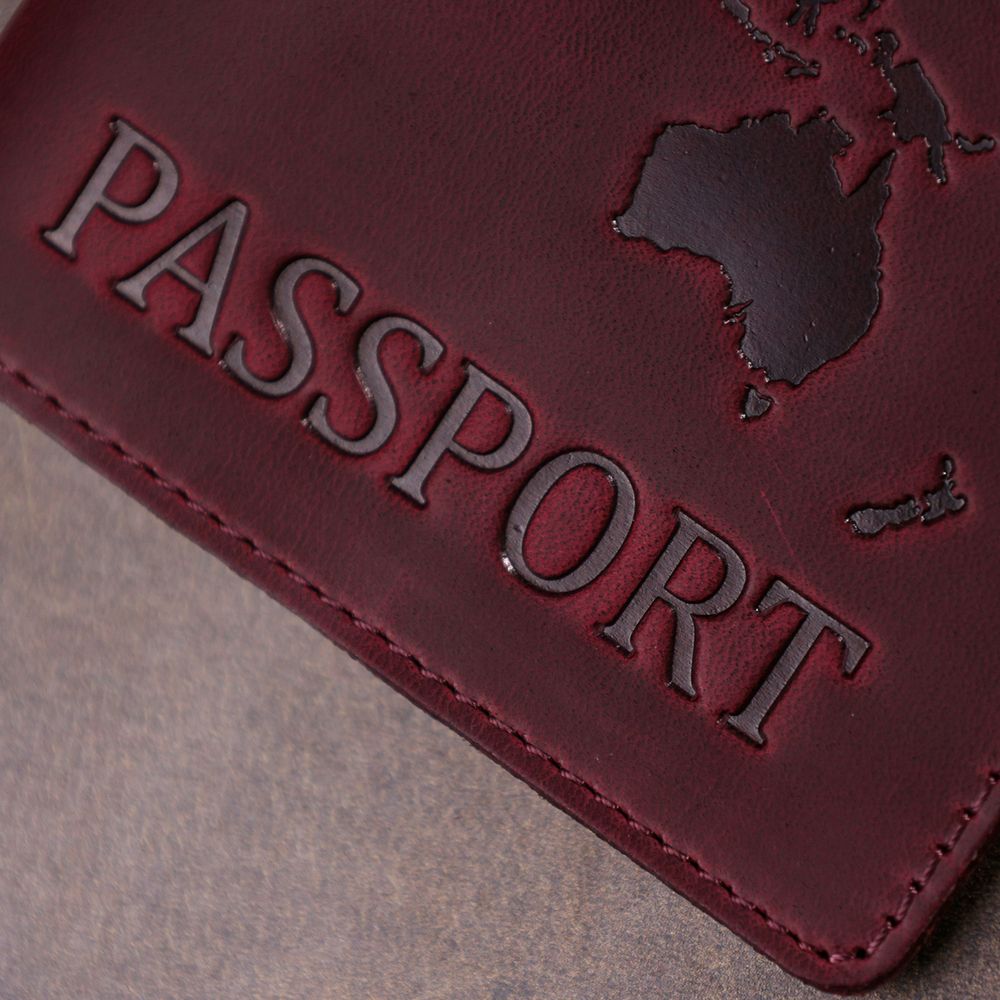 Wonderful Leather Passport Cover Shvigel 16551 Burgundy