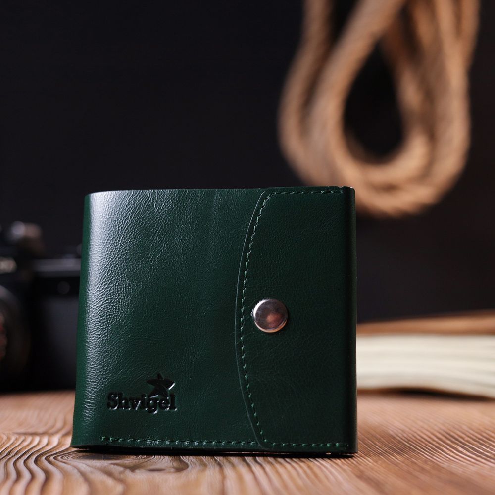 Universal leather wallet Shvigel 16619 Green