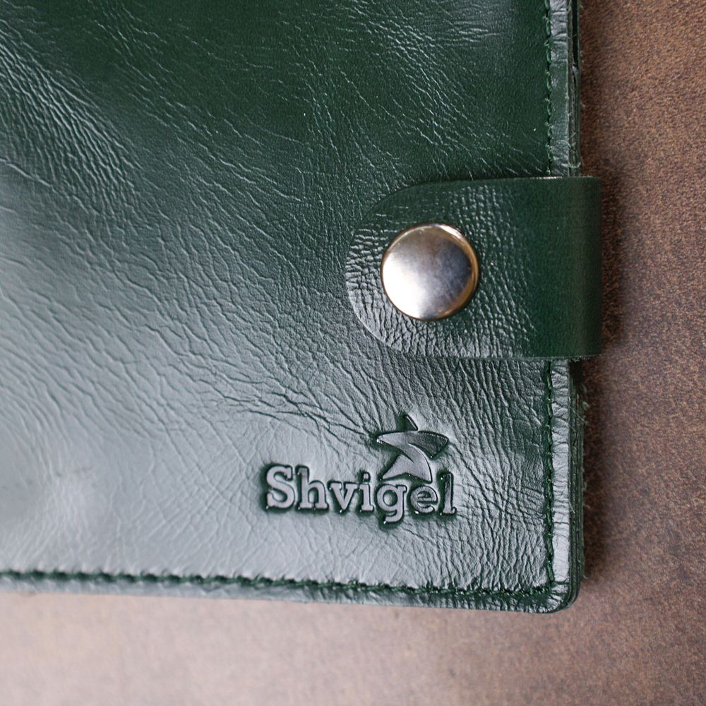 Universal leather wallet Shvigel 16462 Green