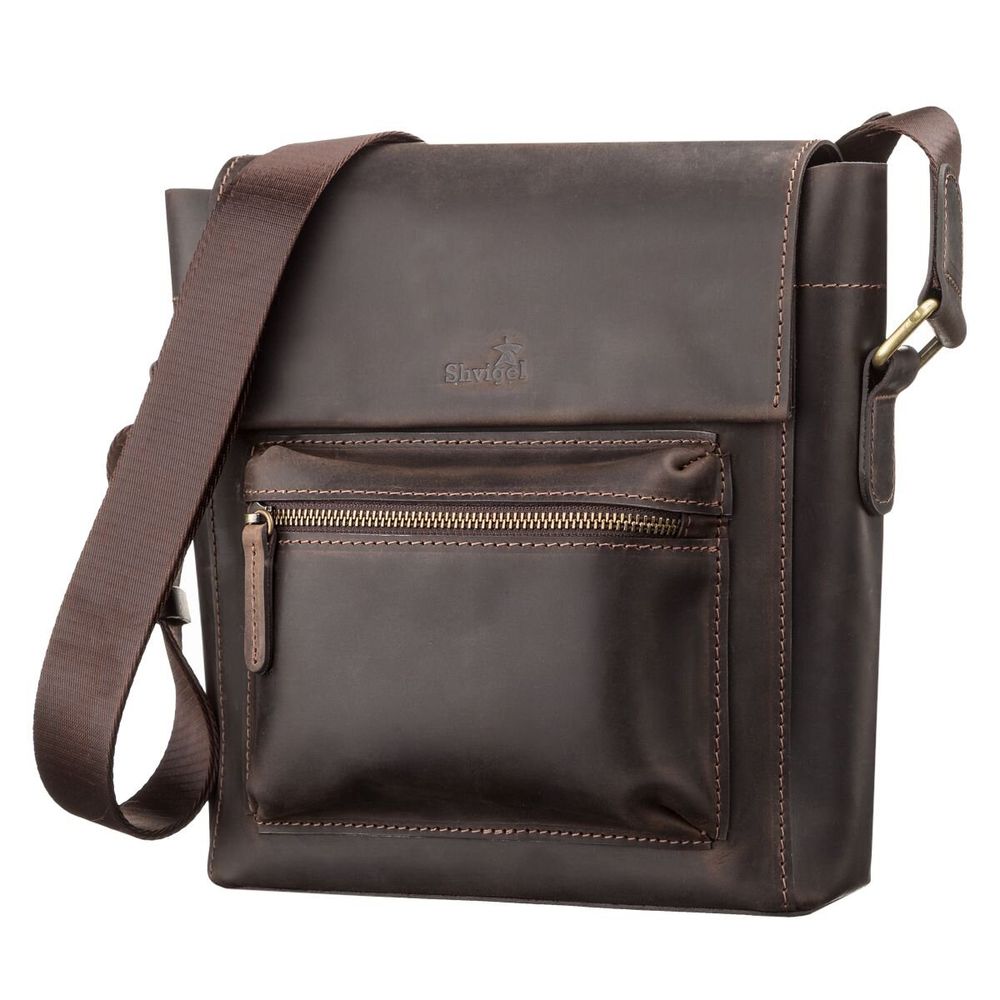 Genuine Vintage Leather Bag for Men - Brown - Shvigel 11095