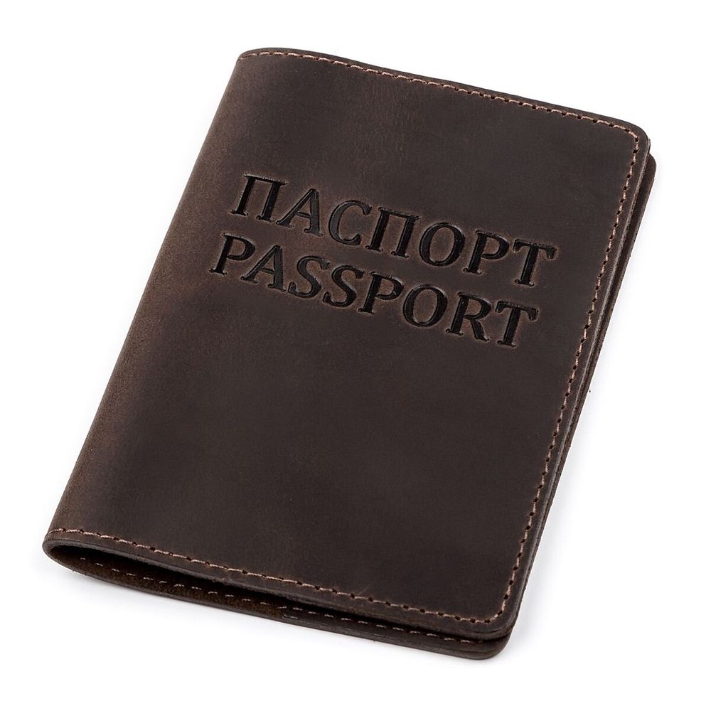 Обкладинка на паспорт Shvigel 13918 шкіряна Коричнева