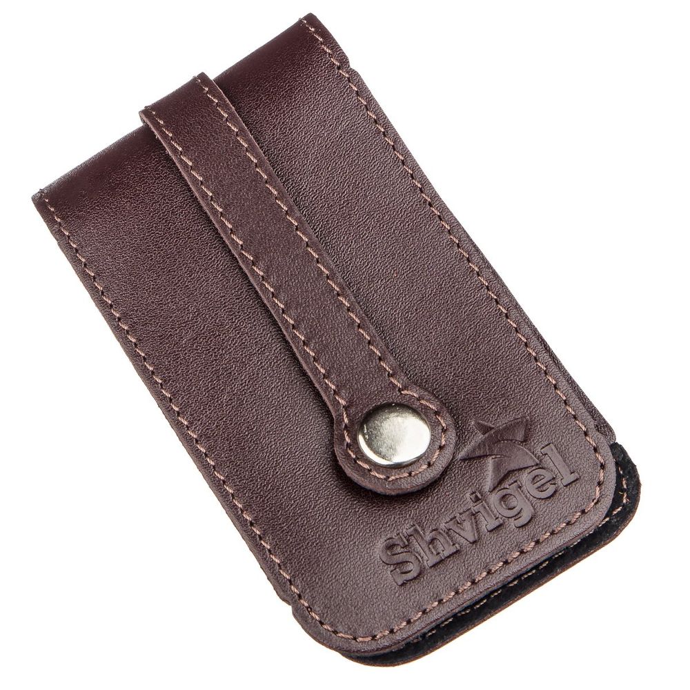 Compact leather key holder with strap SHVIGEL 13989 Brown