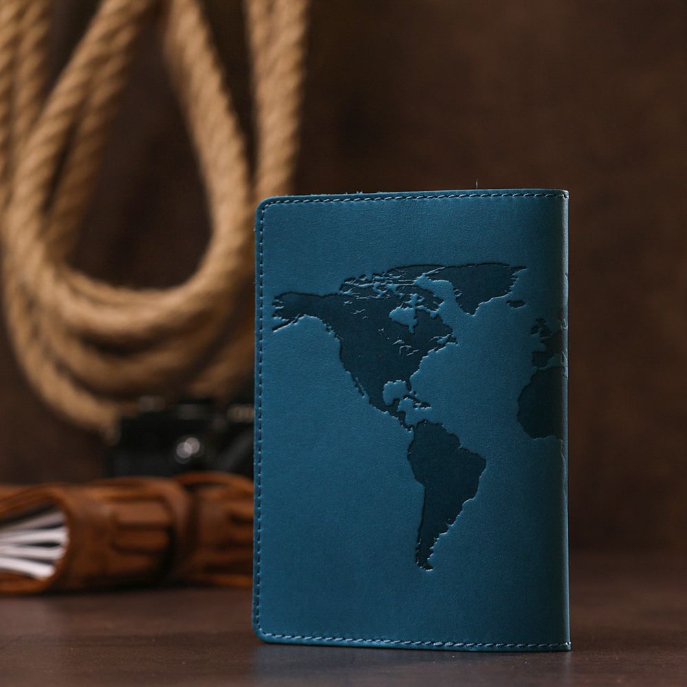 Stylish leather passport cover Shvigel 16552 Turquoise