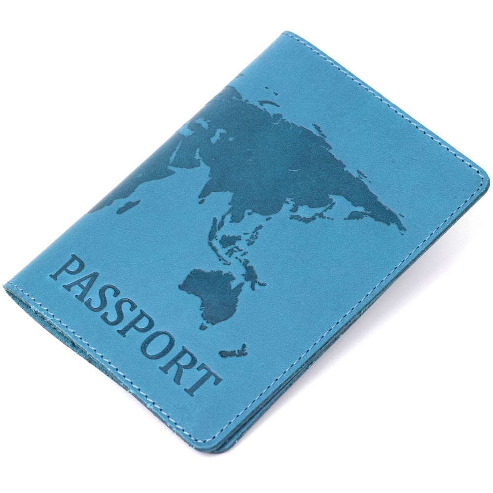 Stylish leather passport cover Shvigel 16552 Turquoise