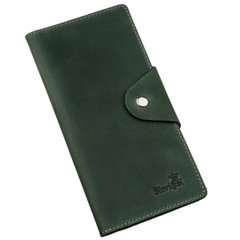 Leather Long Bifold Wallet for Women and Men - Big Checkbook Holder Organizer - Vintage Green - Shvigel 16179