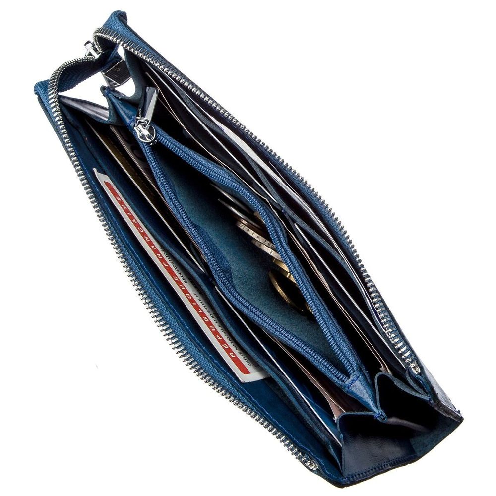 Клатч унисекс кожаный глянцевый SHVIGEL 16183 Синий