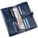 Leather Checkbook Holder - Bifold Wallet Long with Buttons and Coin Pocket - Unisex - Blue - Shvigel 16201