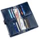 Leather Checkbook Holder - Bifold Wallet Long with Buttons and Coin Pocket - Unisex - Blue - Shvigel 16201