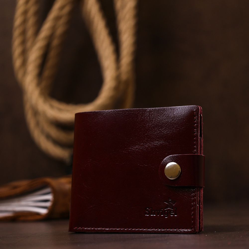 Women's glossy leather wallet Shvigel 16463 Vyshnevy