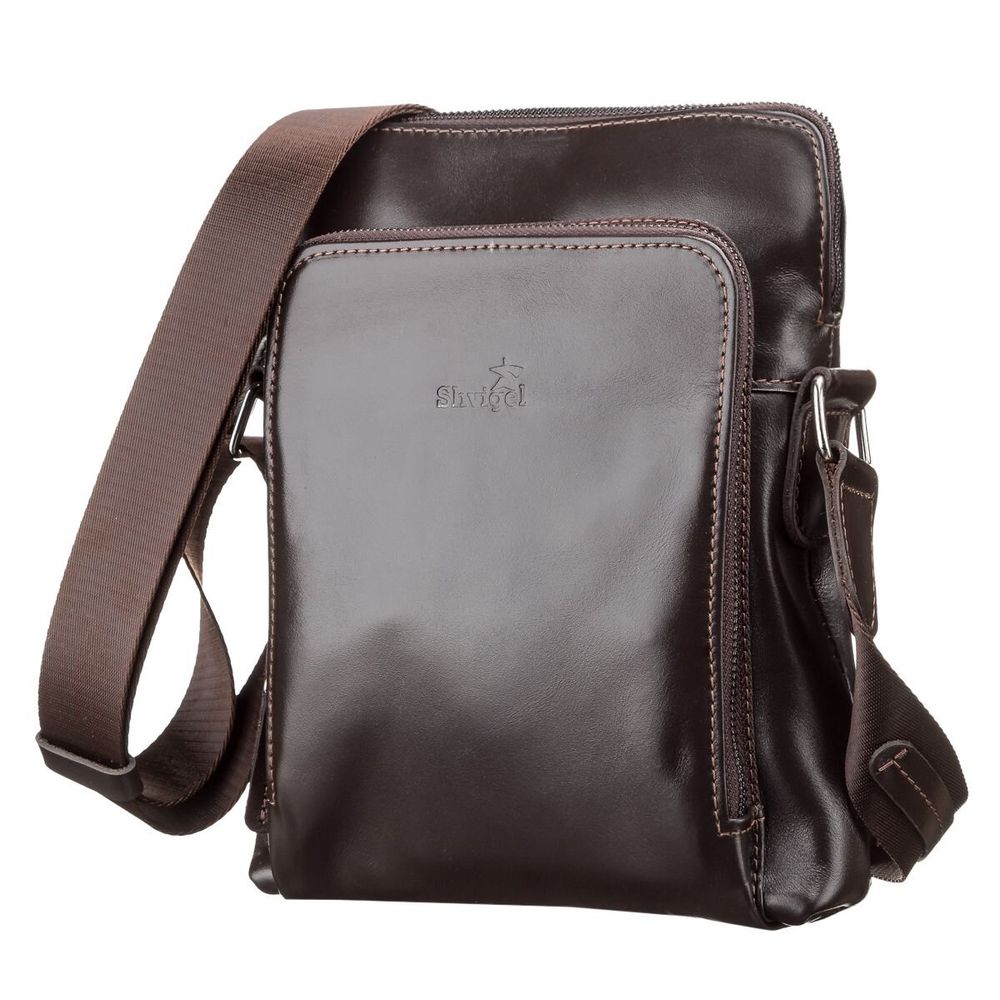 Real Leather Men's Bag - Brown - Shvigel 11100