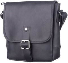 Men's Leather Shoulder Bag - Vintage Black - 11037, Черный