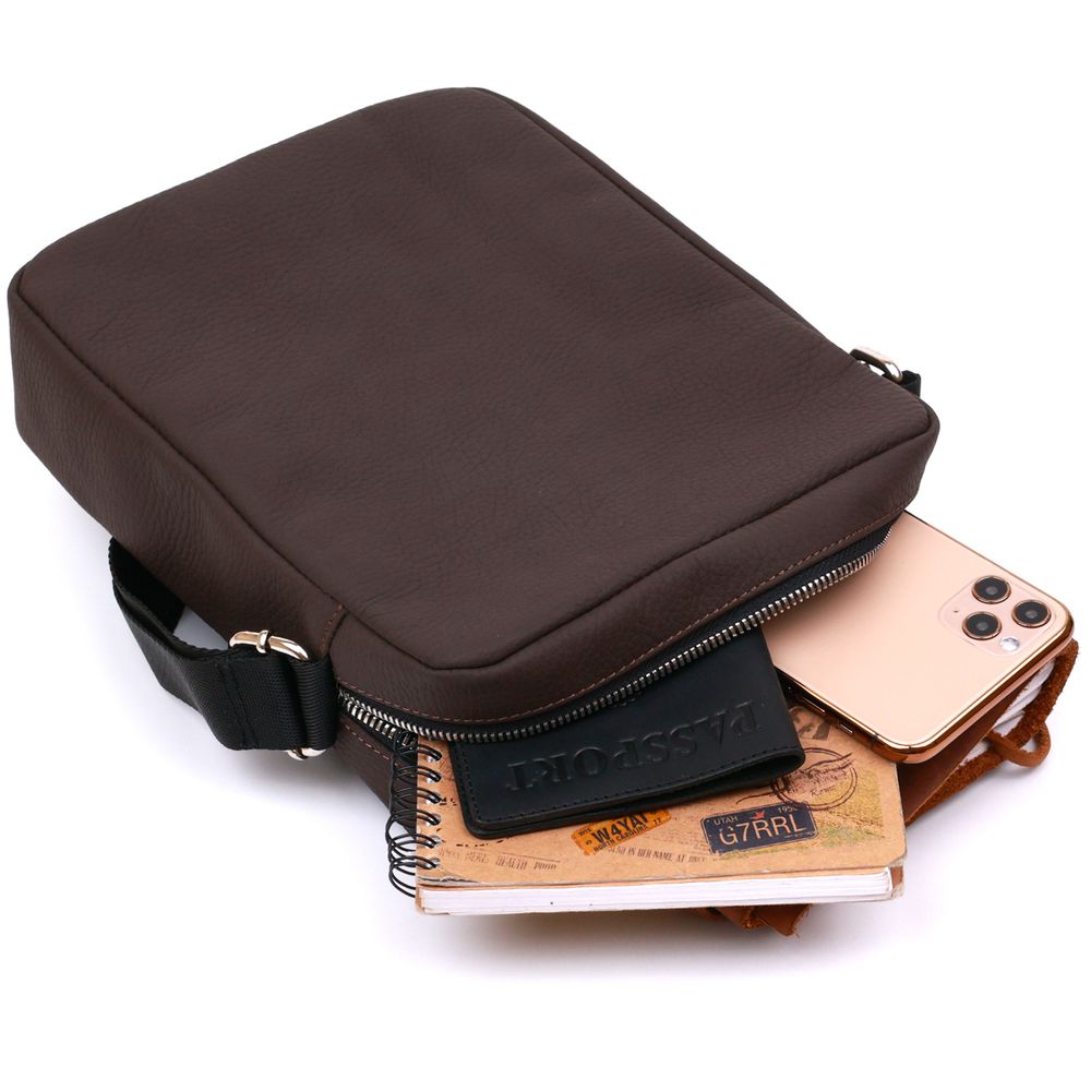 Shvigel Matte Leather Men's Bag 16335 Brown