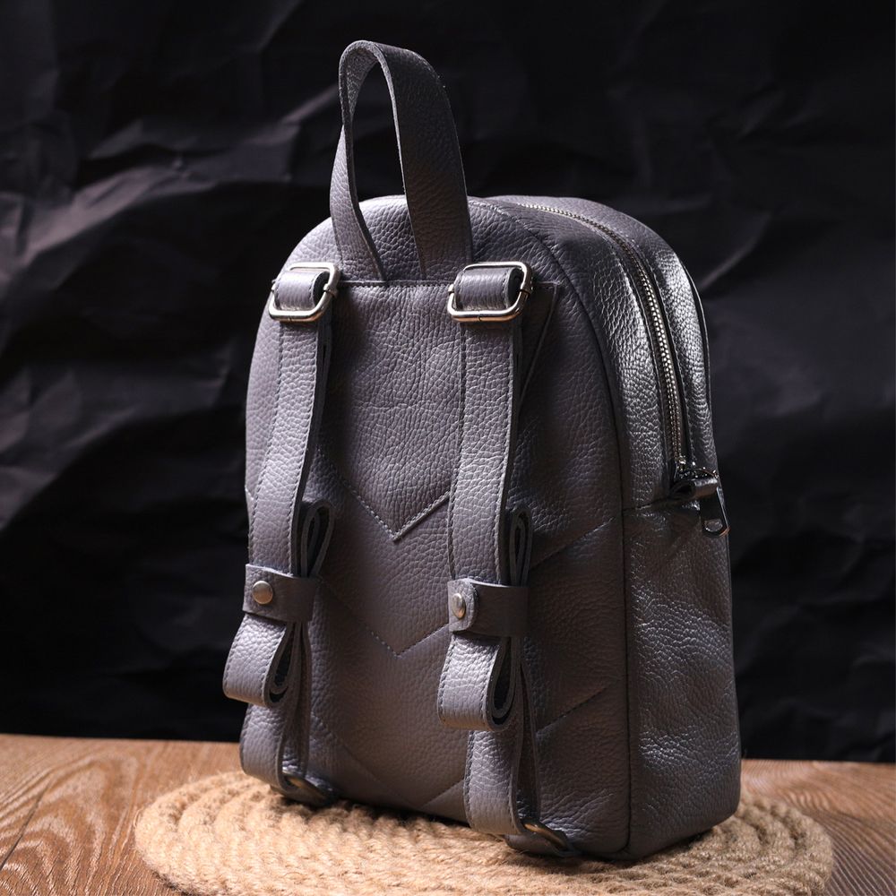 Women's leather backpack made of genuine leather Shvigel 16308 Gray