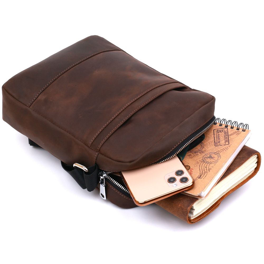 Vintage leather men's bag Shvigel 16332 Brown
