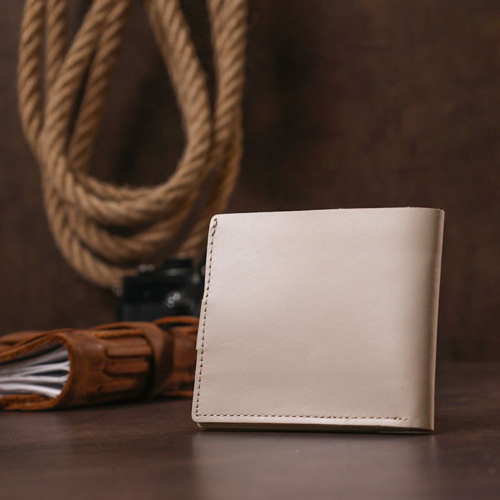 Stylish leather wallet Shvigel 16468 Beige