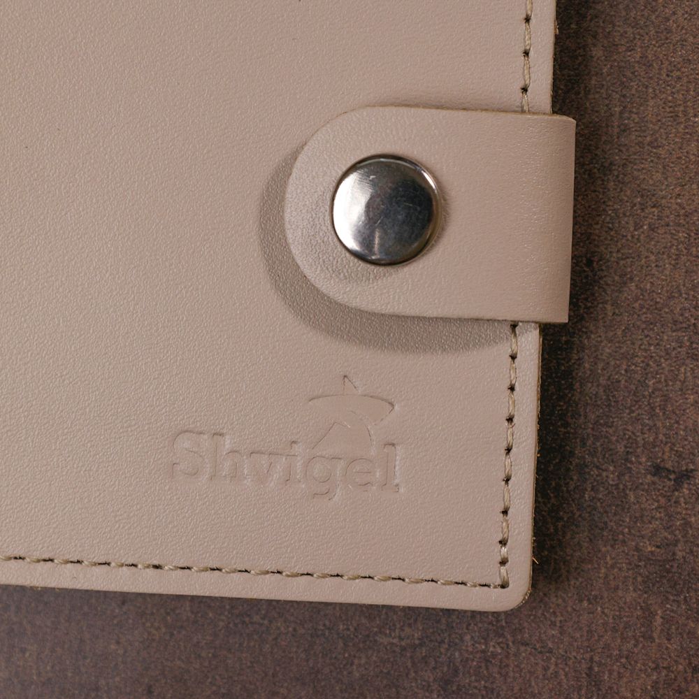 Stylish leather wallet Shvigel 16468 Beige
