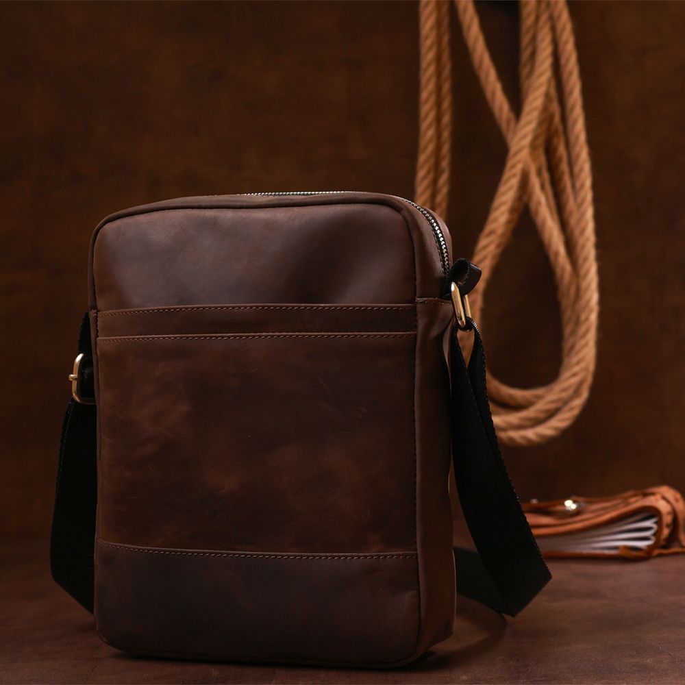 Vintage leather men's bag Shvigel 16332 Brown
