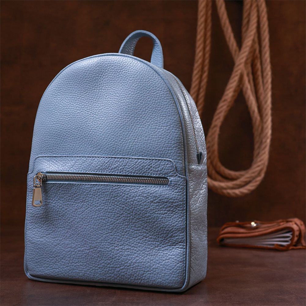 Women's leather backpack made of genuine leather Shvigel 16303 Blue