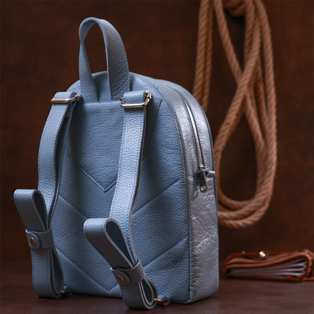 Шкіряний жіночий рюкзак із натуральної шкіри Shvigel 16303 Блакитний