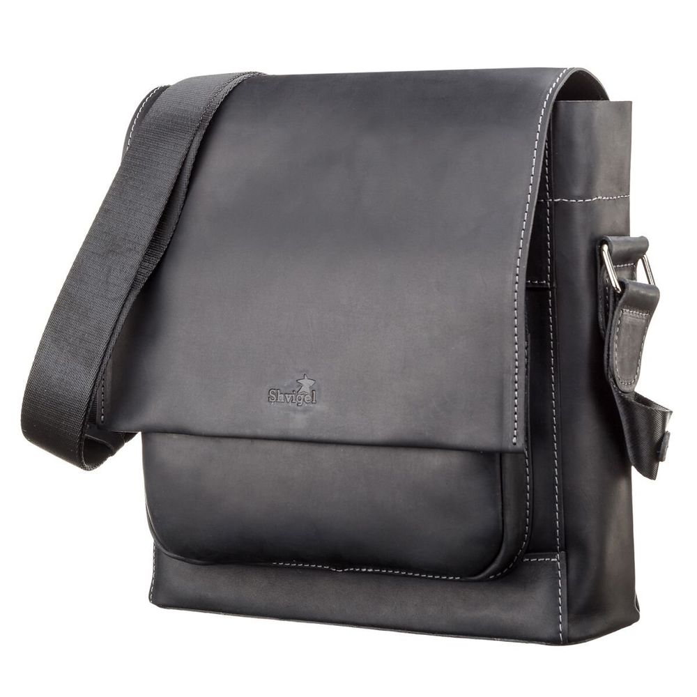 Vintage Black Leather Bag for Men - Shvigel 11112