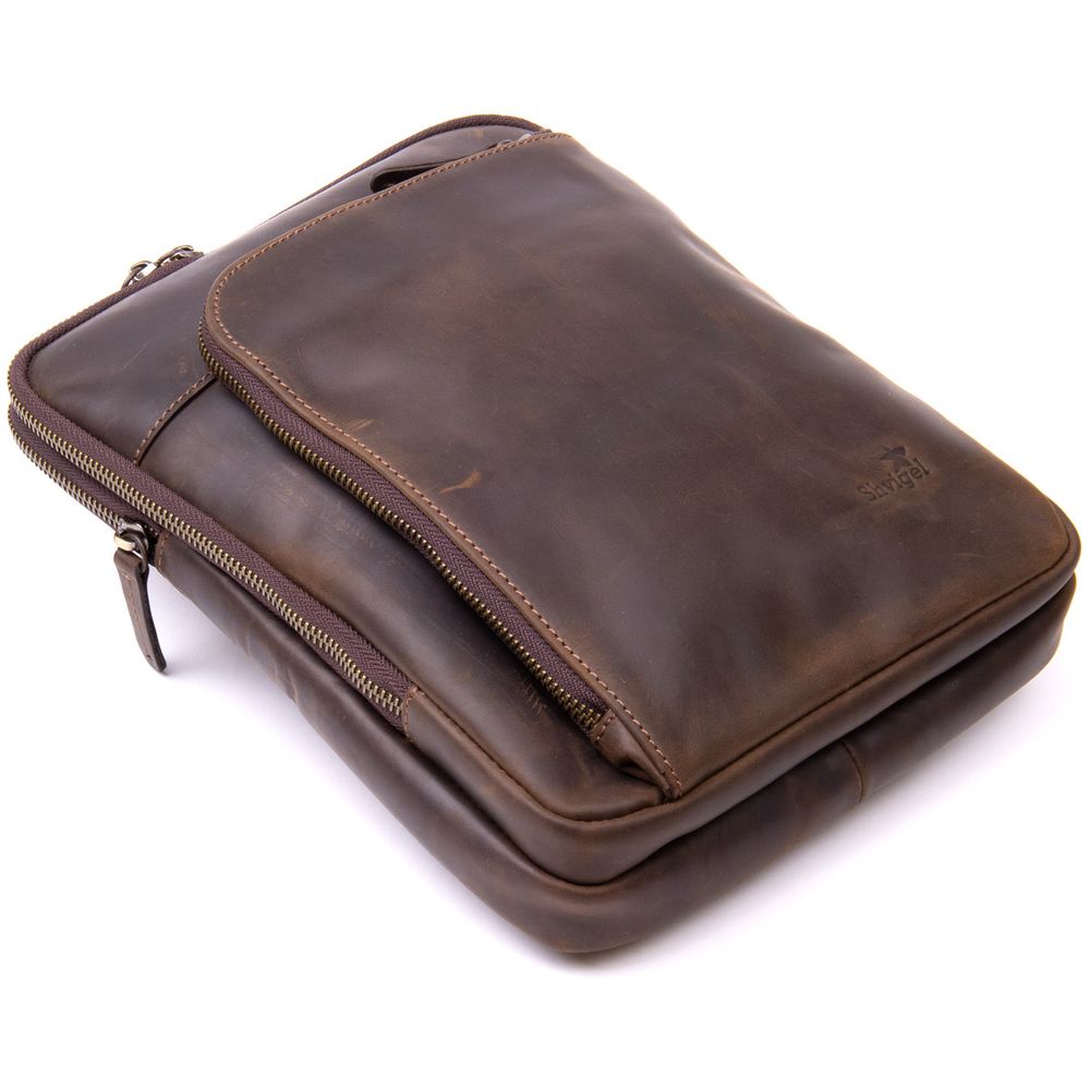 Оригинальная сумка с накладным карманом на молнии в матовой коже 11280 SHVIGEL