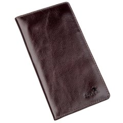 Leather Bifold Wallet Long with Buttons and Coin Pocket for Men - Brown - Shvigel 16193