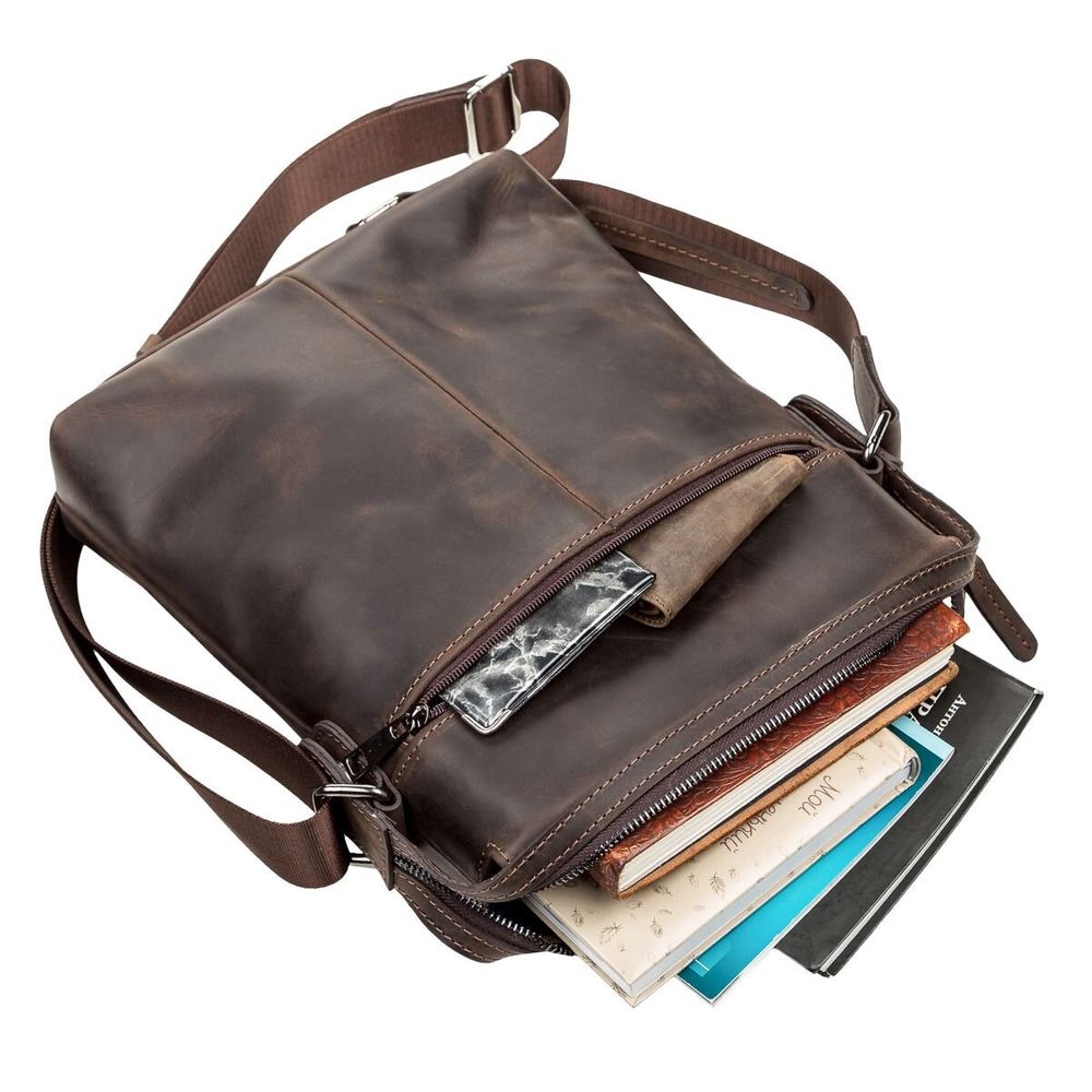 Leather Bag for Men - Brown - Shvigel 11099