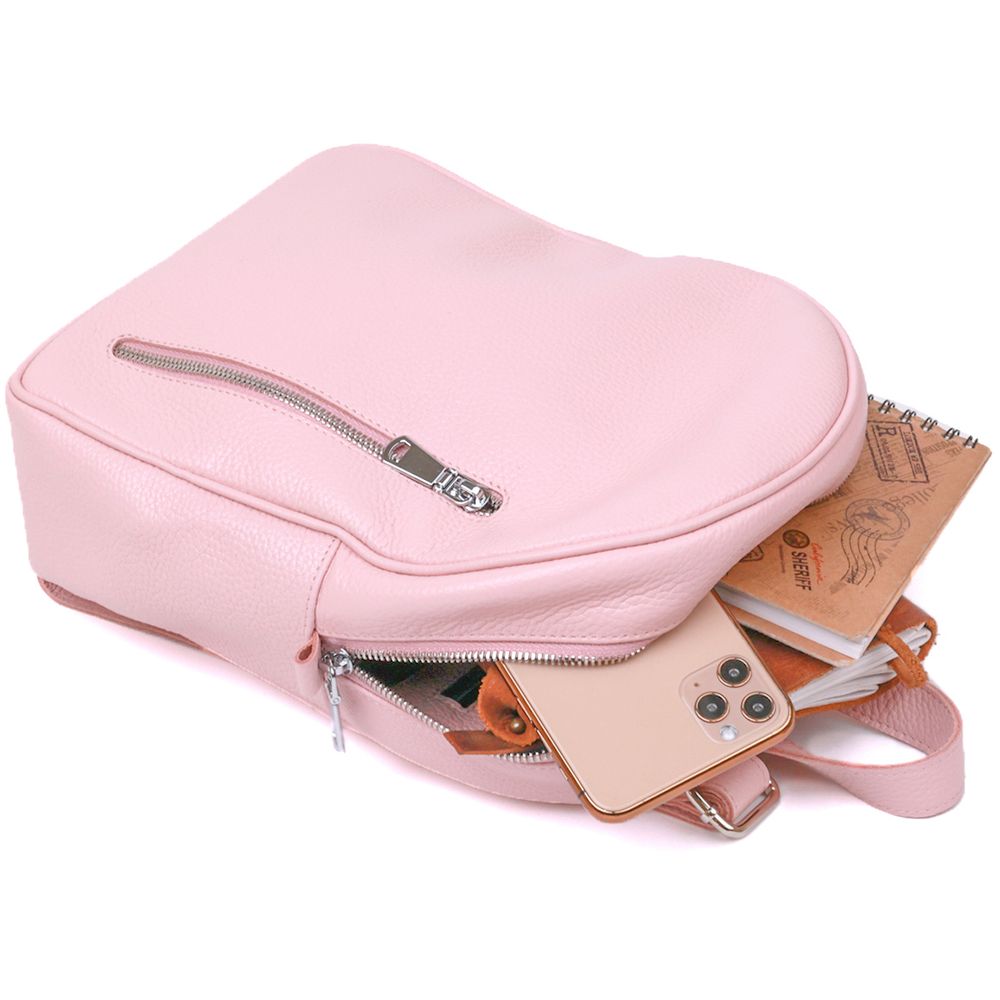 Практичный женский рюкзак из натуральной кожи Shvigel 16319 Розовый