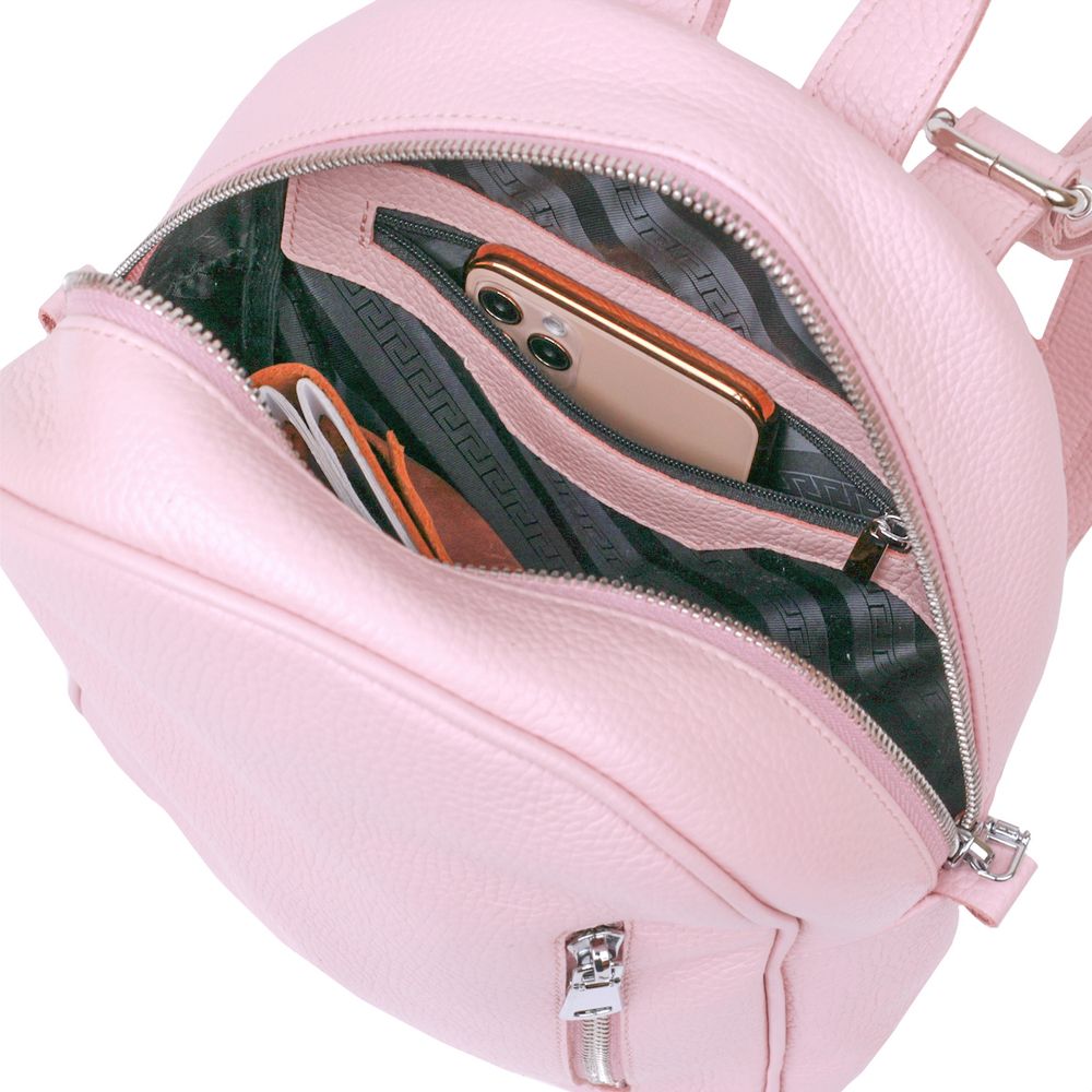 Practical women's backpack made of genuine leather Shvigel 16319 Pink
