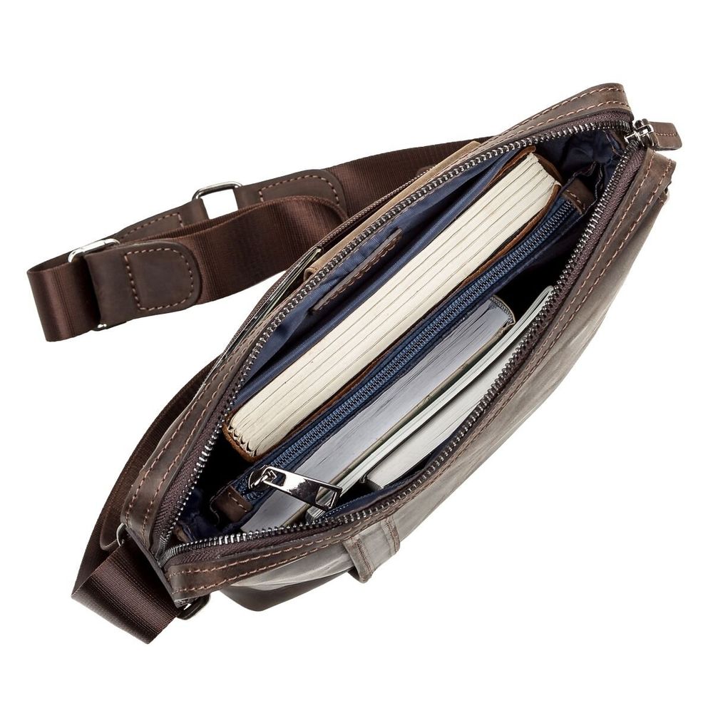 Leather Bag for Men - Brown - Shvigel 11099
