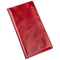Leather Bifold Wallet Long with Buttons and Coin Pocket for Women - Red - Shvigel 16194