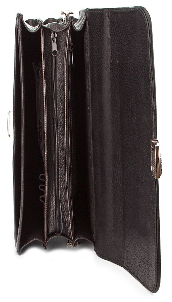 Briefcase SHVIGEL 00382 made of genuine grained leather Black