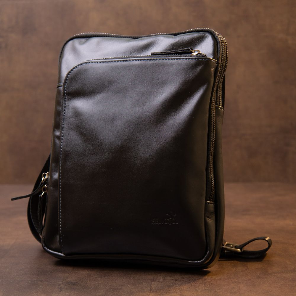 Мужская сумка планшет с накладным карманом на молнии в гладкой коже 11281 SHVIGEL