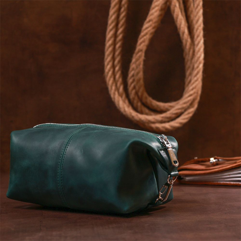 Matte leather cosmetic bag Shvigel 16399 Green