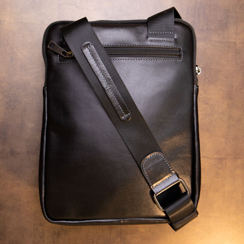 Мужская сумка планшет с накладным карманом на молнии в гладкой коже 11281 SHVIGEL
