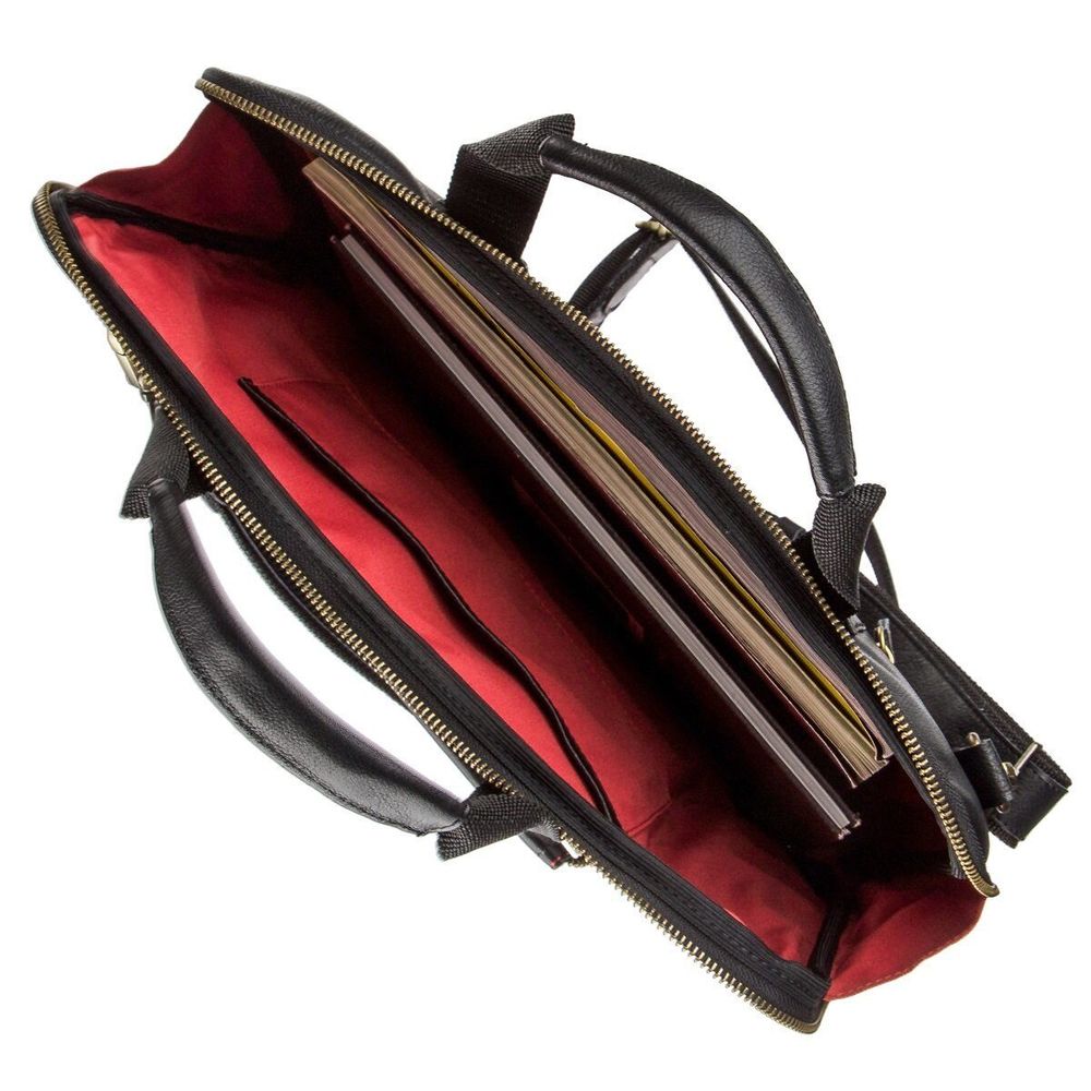 Мen's Leather Laptop Bag - 15 inches - Black Computer Bag Briefcase for Men - 19117