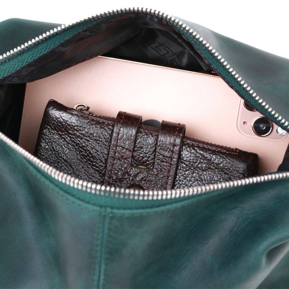 Matte leather cosmetic bag Shvigel 16399 Green
