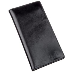 Leather Bifold Wallet Long with Buttons and Coin Pocket for Men - Black - Shvigel 16195
