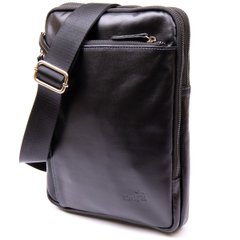 Men's tablet bag with a patch pocket with a zipper in smooth leather 11281 SHVIGEL