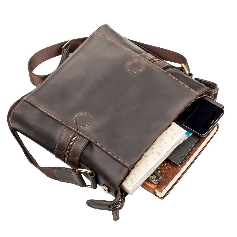 Genuine Leather Bag for Men - Brown - Shvigel 11097