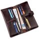 Leather Checkbook Holder - Bifold Wallet Long with Buttons and Coin Pocket - Unisex - Brown - Shvigel 16202