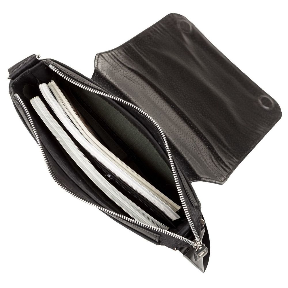Vintage leather men's bag - Black - SHVIGEL 13891