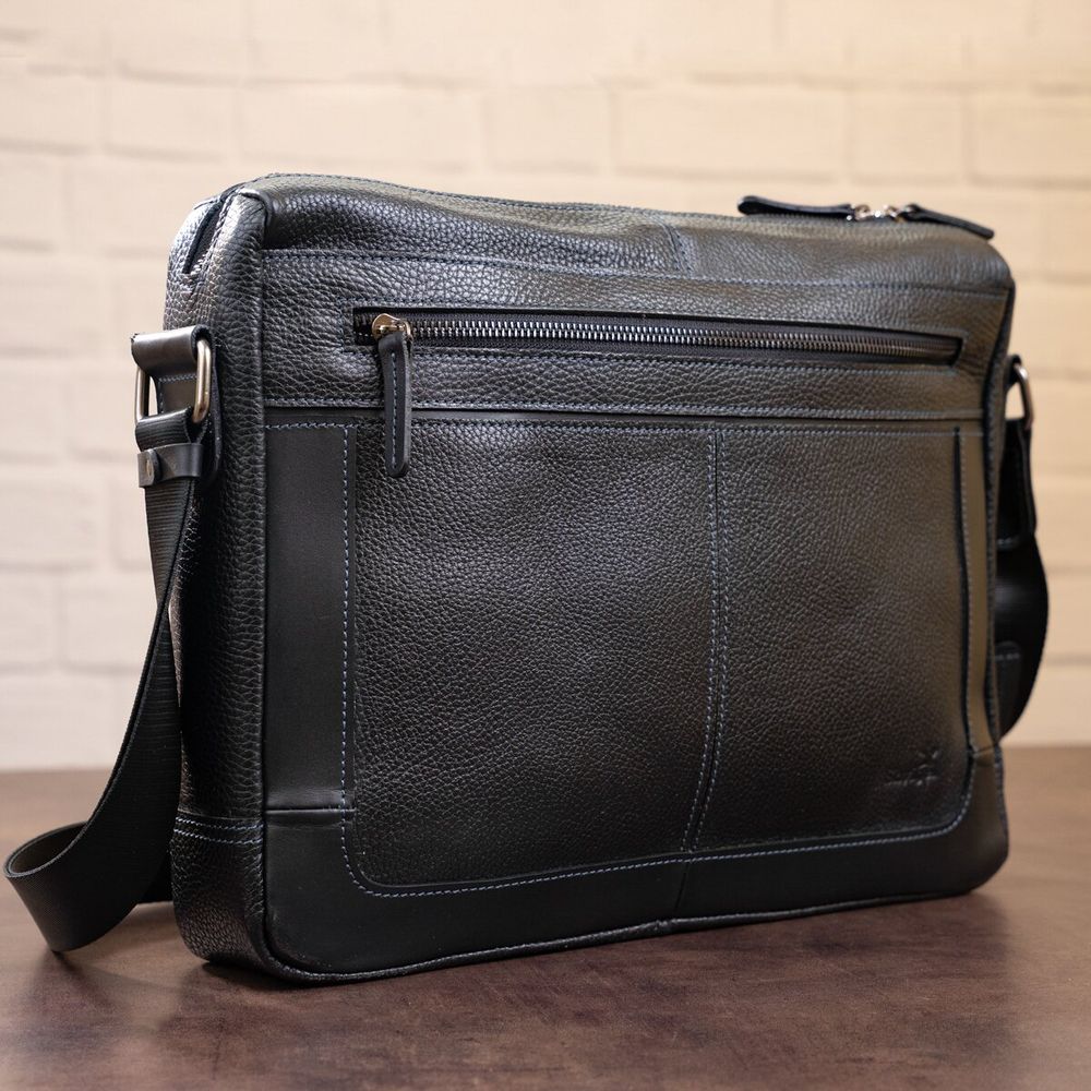 Business men's shoulder bag made of flotar leather SHVIGEL 11244 Black