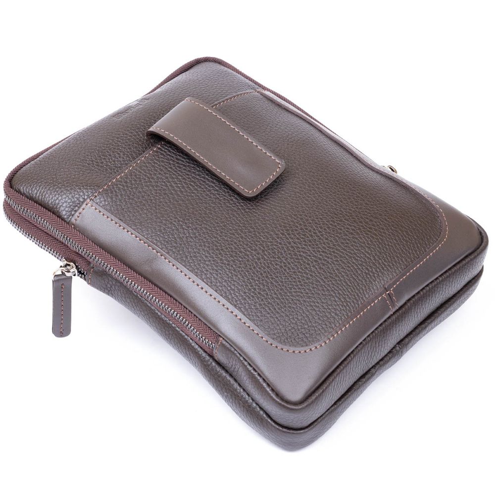 Bag man's tablet on two offices leather floatar SHVIGEL 11286 Brown
