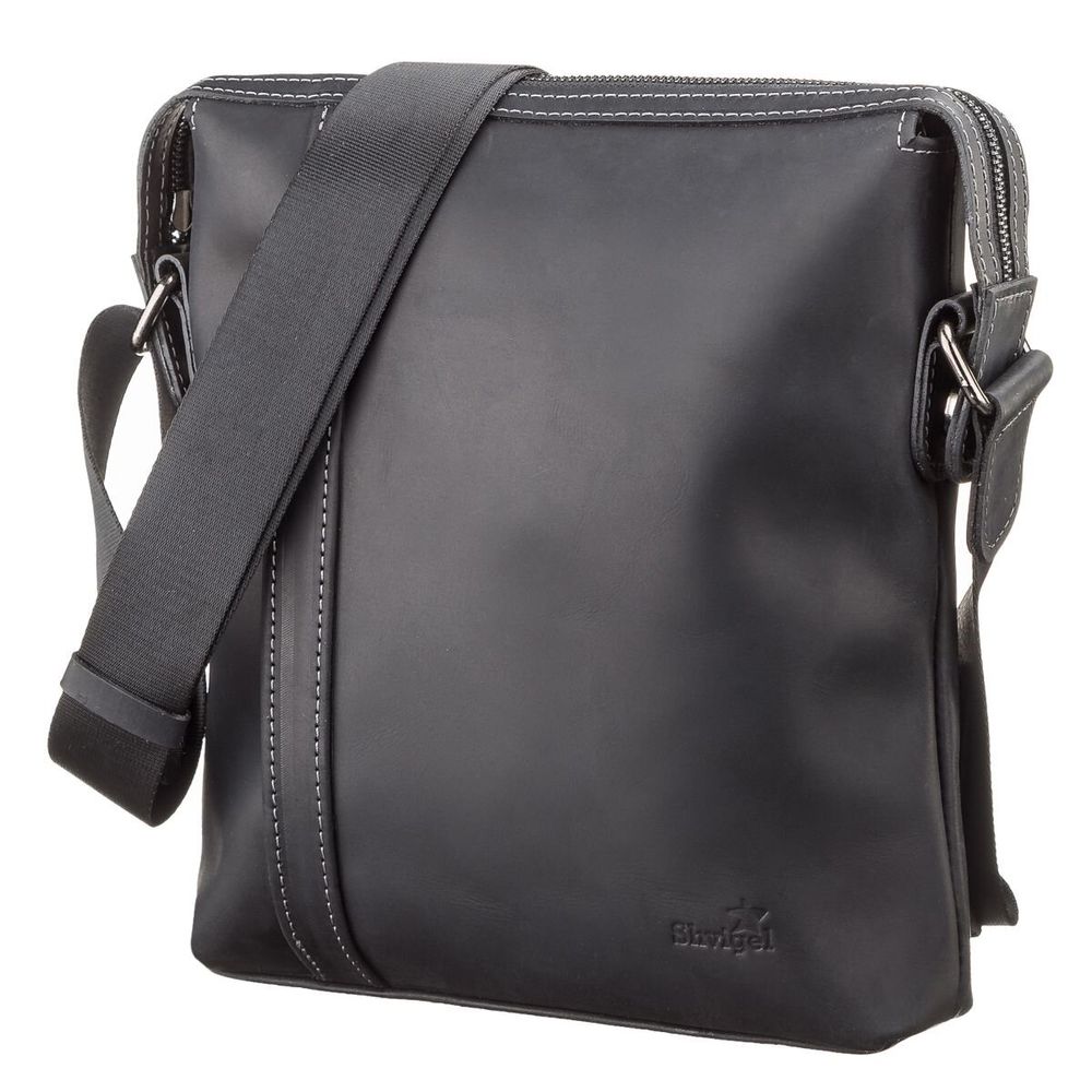 Bag for Men - Genuine Leather - Black - Shvigel 11098