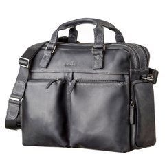 Men's Leather Bag SHVIGEL 11117 Black Crafted from Natural Leather in Ukraine