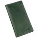 Leather Bifold Wallet Long with Buttons and Coin Pocket - Unisex - Green Vintage - Shvigel 16197