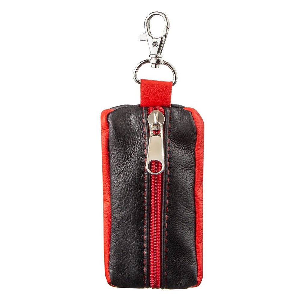 Leather Key Holder - Black & Red - Shvigel 13952