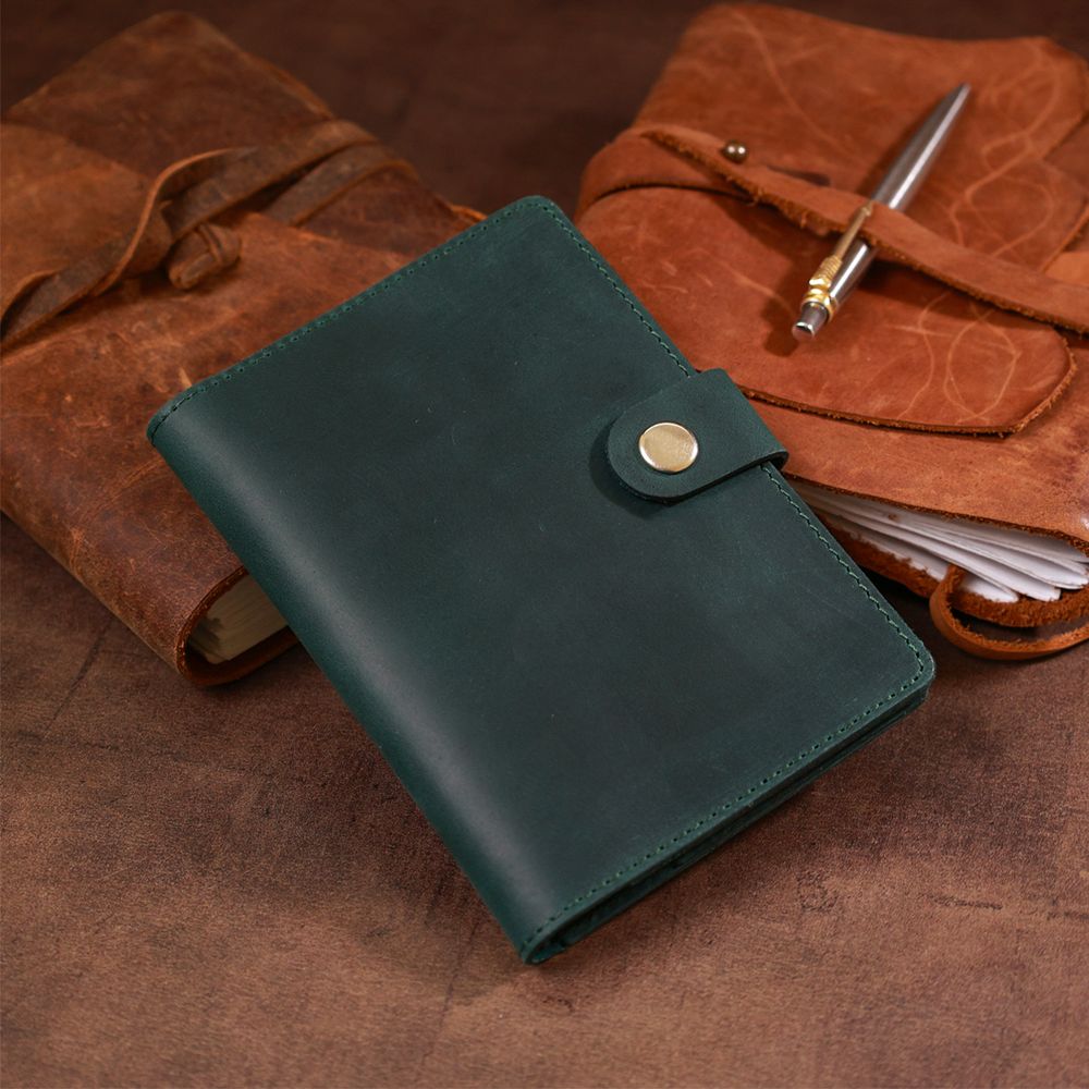 Vintage cover for documents made of genuine leather Shvigel 16518 Green