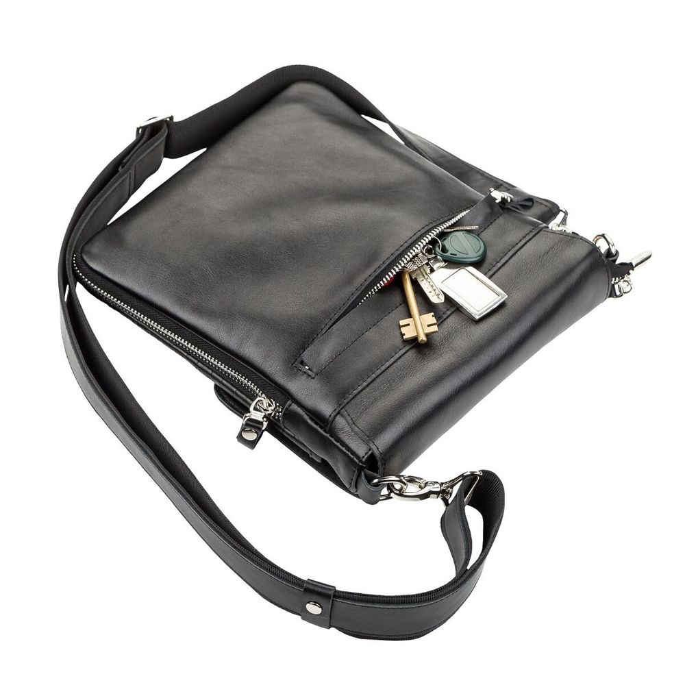 Leather Black Bag for Men - Shvigel 11124